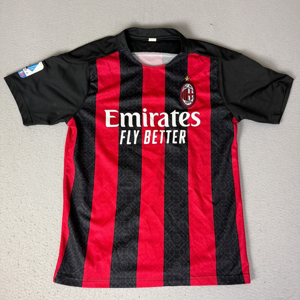 AC Milan 2020-21 Home Soccer Jersey #15 Red Black Serie A Adult Unmarked